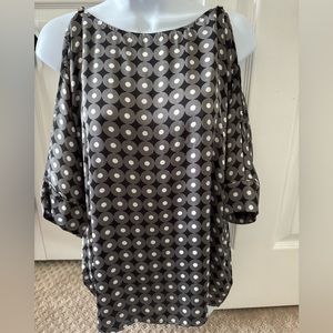 Michael Kors open shoulder studded satin shirt- small